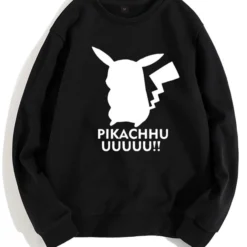 Sudadera Con Capucha De Anime Negro Pikachu Imprimir Cuello Redondo Sudadera Mercancía De Anime Halloween