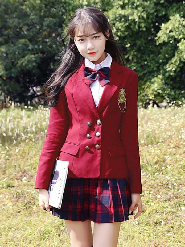 Halloween Carnaval Traje De Uniforme Escolar Blazer Cruzado Rojo De Ture Con Falda Plisada Mercancía De Anime De 3 Piezas Halloween 3 Halloween Carnaval Traje De Uniforme Escolar Blazer Cruzado Rojo De Ture Con Falda Plisada Mercancía De Anime De 3 Piezas Halloween