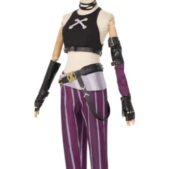 Juego League Of Legends Arcane Jinx PU Cuero Tank Top Corto Y Pantalones Cortos Uniforme Trajes Halloween Carnaval Traje Cosplay Disfraz -Halloween Ventas 202203301349483436682