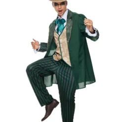 Payaso Disfraces De Halloween Verde Adulto Burlesque Abrigo Corbata Poliéster Conjunto De Halloween Disfraces De Vacaciones
