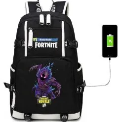 Halloween Carnaval Mochila De Anime Fortnite Battle Royale Mochila Estampado Mochila De Lona Negra Con USB Adaptador Anime Periférico Halloween