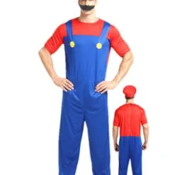 Disfraz Carnaval Disfraz De Halloween Para Hombre Red Super Mario Bros Mono De Dos Tonos Con Sombrero Y Pan Disfraz De Waluigi Carnaval Halloween