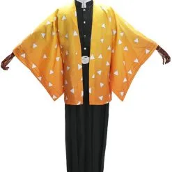 Halloween Disfraz Carnaval Demon Slayer Kimetsu No Yaiba Set De Cosplay Agatsuma Zenitsu Anaranjado Traje De Cosplay Halloween Carnaval